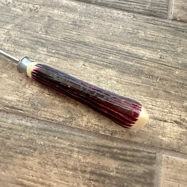 Vintage Stainless Steel Faux Bone Handle Serving Fork 1960's For Sale - Image 6 of 9