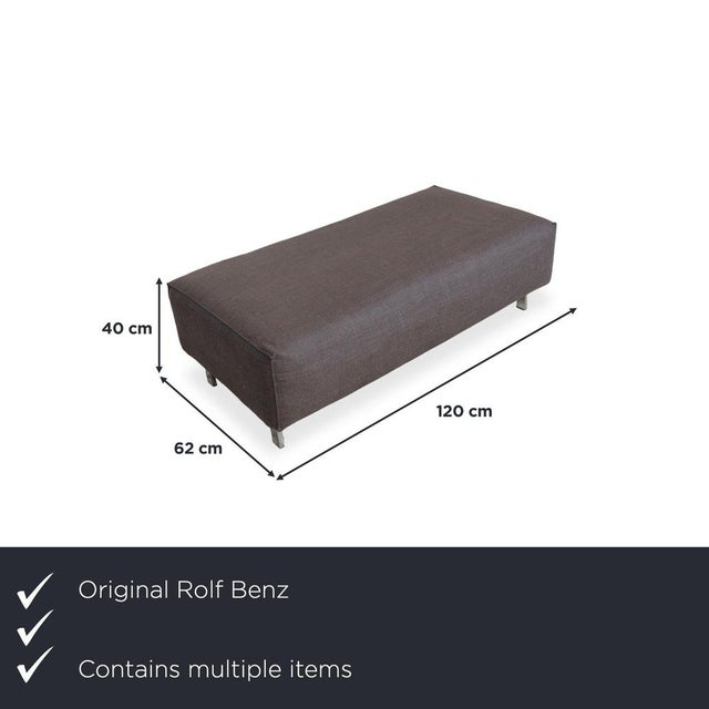 Modern Grey Grata 3-Seater Sofa and Ottoman from Rolf Benz, Set of 2 For Sale - Image 3 of 18