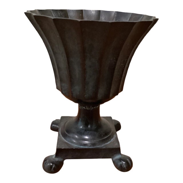 Mid 20th Century Vintage Bronze Brass Footed Urn Planter For Sale