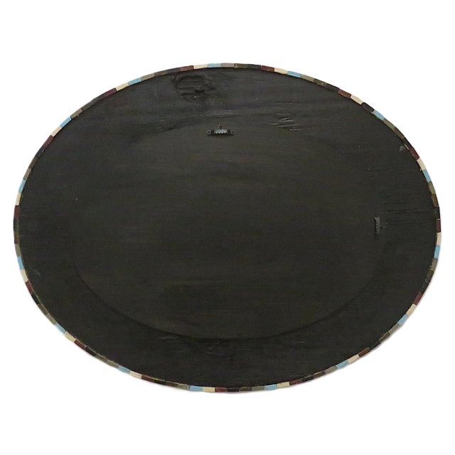 Coastal Striped Wood Oval Wall Mirror for Beach House Cottage Cabin Home Rustic For Sale - Image 4 of 4