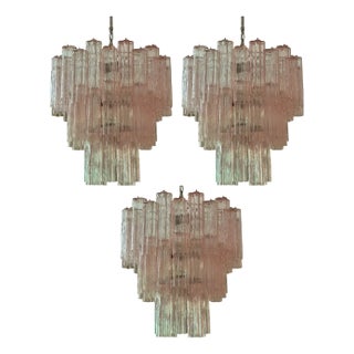 Large Pink Murano Chandeliers, Set of 3 For Sale