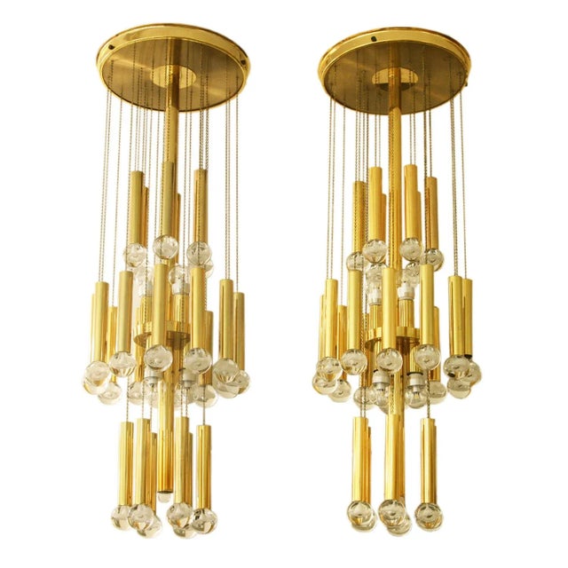Sciolari ceiling lights or chandeliers designed by Gaetano Sciolari circa 1970. This piece is attributed to the mentioned...