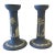 Vintage MCM Wedgwood Jasperware Blue Etruscan Design 7" CANDLESTICKS~set of 2 For Sale