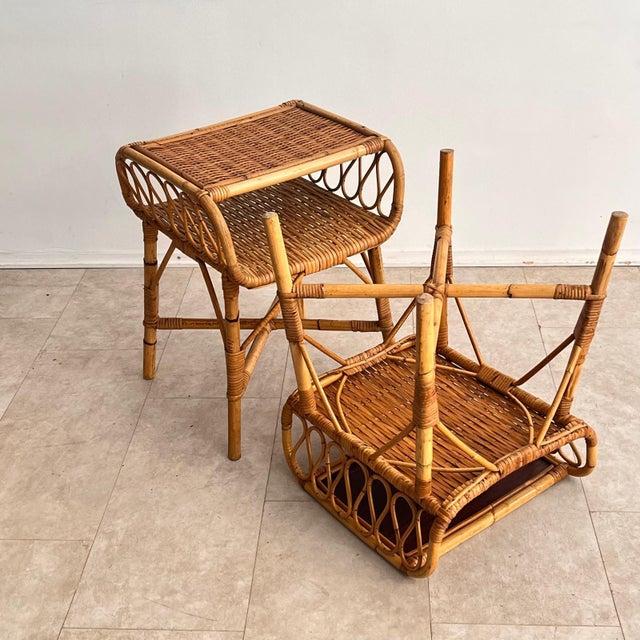 Mid-Century Italian Bamboo and Rattan Nightstands, 1960s, Set of 2 For Sale - Image 10 of 11