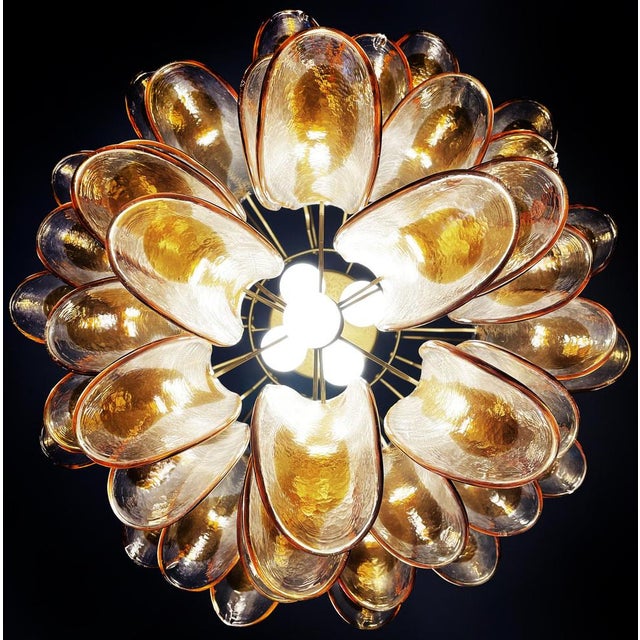 Vintage Italian Murano Chandelier with 41 Glass Amber Petals, 1990s For Sale - Image 10 of 17