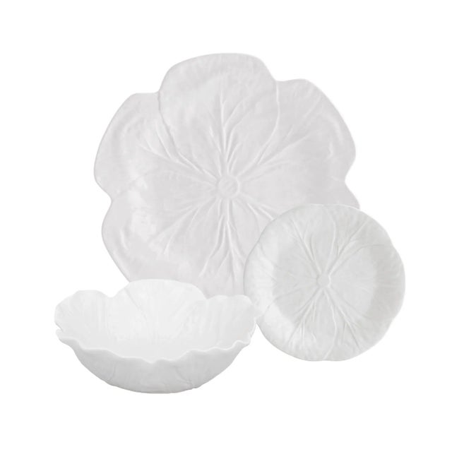 2020s Bordallo Pinheiro Cabbage Set with Pasta Bowls, Beige, 12 Pieces For Sale - Image 5 of 5