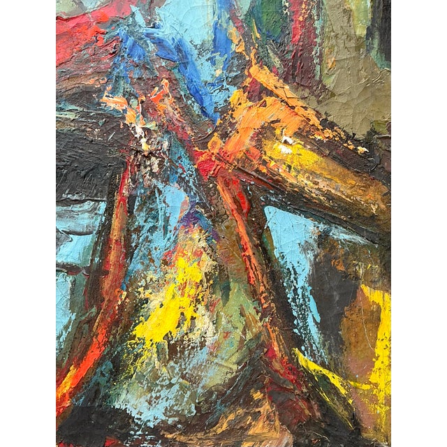 Vintage Original Abstract Oil on Canvas For Sale In West Palm - Image 6 of 12