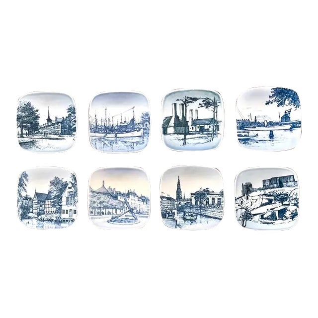 Mid 20th Century Danish Porcelain Small Plate Collection- Set of 8 For Sale