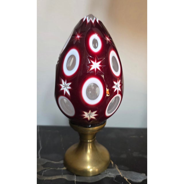 Antique Ruby Red Glass Newel Post Finial For Sale - Image 4 of 4