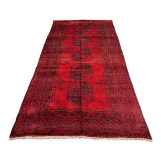 Vintage Afghan Ersari Elephant Foot Rug, Oxblood Abrash - 8'0" X 3'11" For Sale