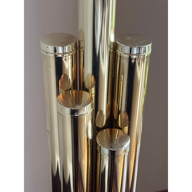 Vintage Mid-Century Modern Tiered Cylindrical Brass Table Lamp For Sale - Image 15 of 18