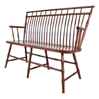 Vintage American Birdcage Windsor Bench, 1990's After Nichols & Stone For Sale