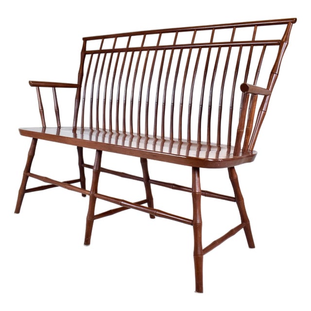 Vintage American Birdcage Windsor Bench, 1990's After Nichols & Stone For Sale
