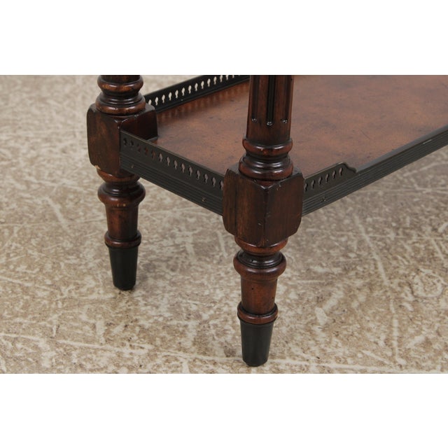 Brown Theodore Alexander 2 Tier Leather Wrapped Console Table For Sale - Image 8 of 16
