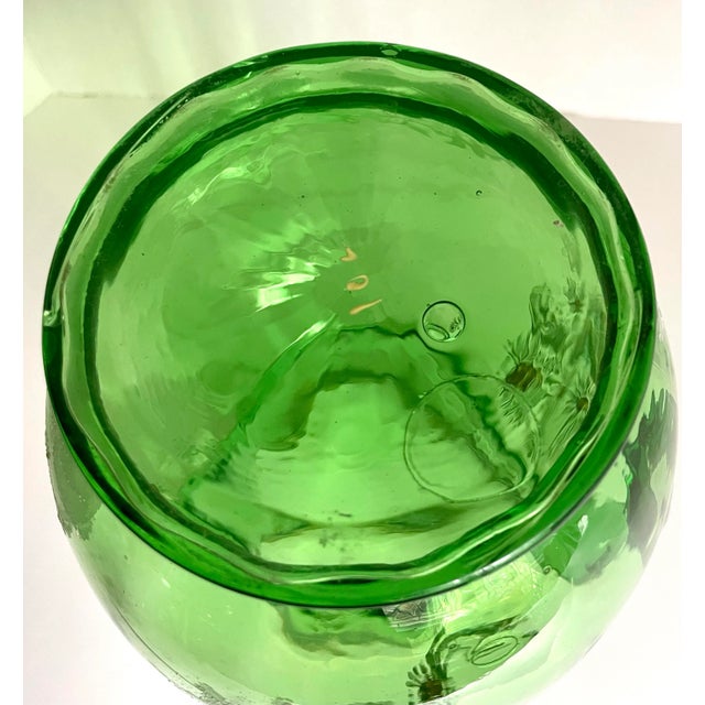Early 20th Century Depression Era Handblown Green Glass Pitcher For Sale - Image 12 of 13