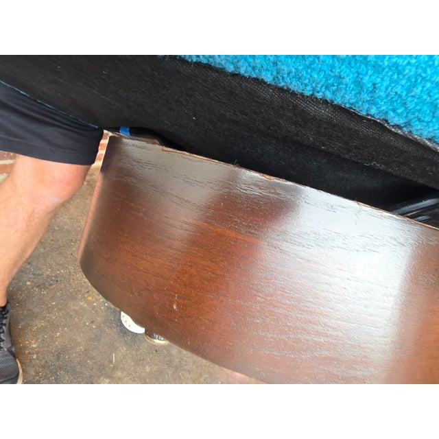 Set Milo Baughman Style Knoll Boucle Swivel Barrel Chair - Reupholstered With Custom Footstool For Sale - Image 15 of 15