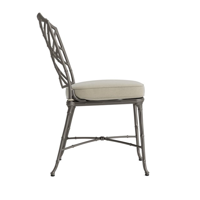 Contemporary Brown Jordan Calcutta Side Chair, Mica frame with Fusion Meadow fabric For Sale - Image 3 of 11