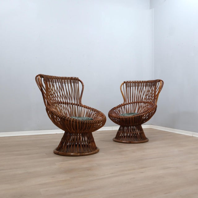 1950s Margherita Armchairs in Rattan and Cane by Franco Albini, 1950s, Set of 2 For Sale - Image 5 of 13