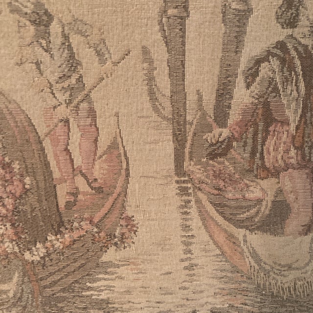 Textile Mid 20th Century Venetian Gondola Tapestry in Ornate Gold Gilt Wood Frame For Sale - Image 7 of 12
