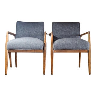 Pair of Mid-Century Modern Accent Chairs - Gray (New Fabric) For Sale