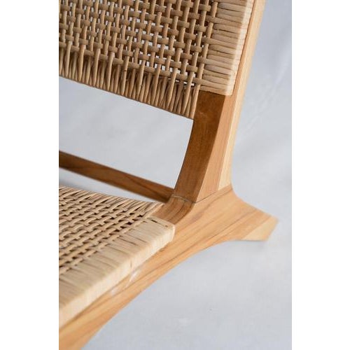 Reclining Armchair in Natural Wood and Woven Rattan For Sale - Image 6 of 18
