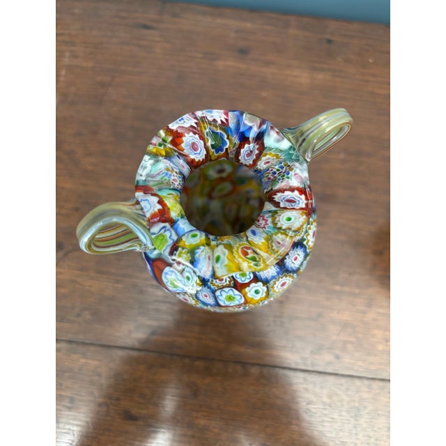 Fratelli Toso Murano Millefiori Double Handled Glass Vases- A Pair For Sale In Seattle - Image 6 of 10