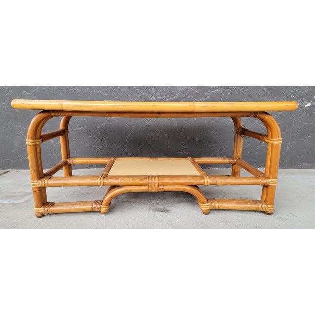 Mid-Century Modern 1950's Bamboo Coffee Table For Sale - Image 3 of 10