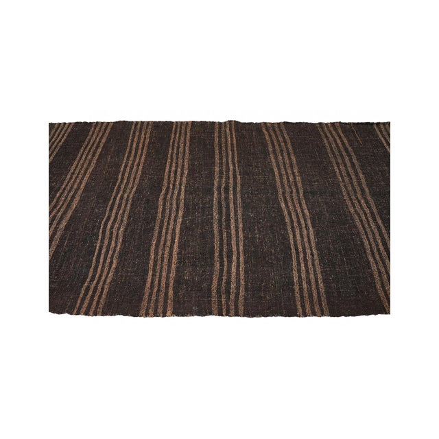 Brown Vintage Striped Kilim Rug - 4`4″ X 9`0″ For Sale - Image 4 of 6