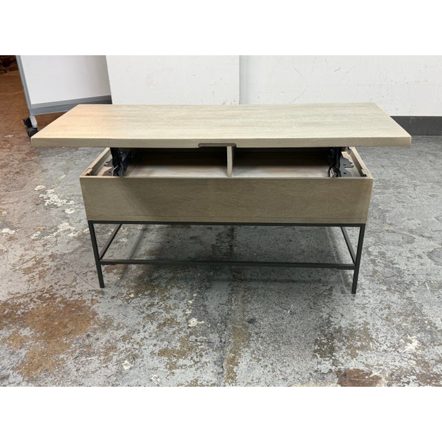 William Sonoma for West Elm Industrial Storage Pop-Up Coffee Table For Sale - Image 9 of 12