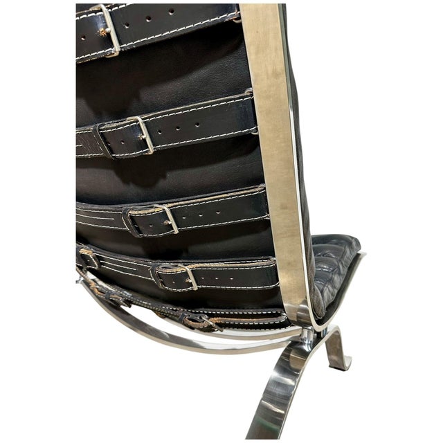 Arne Norell “Ari” Leather and Steel Lounge Chair, Sweden 1970 For Sale In Chicago - Image 6 of 7