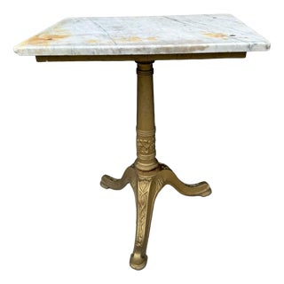 Antique French Bistro Table with Marble Top and Cast Iron Pedestal Base, 1900s For Sale