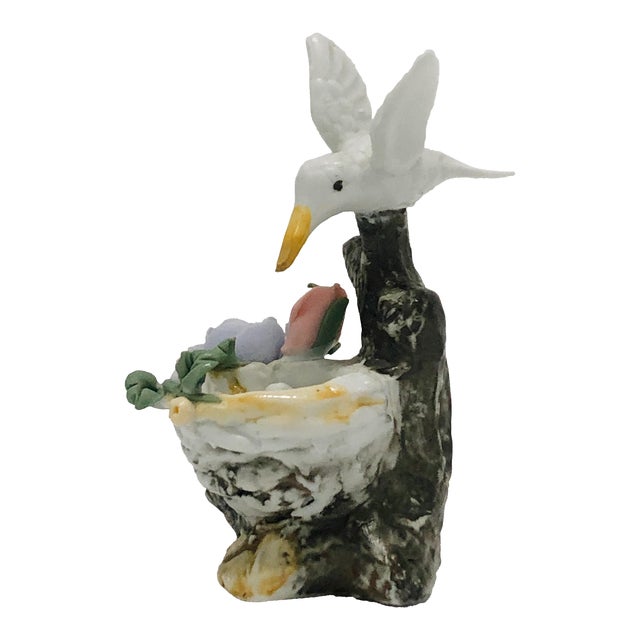 Vintage 1970s Hummingbird With Eggs Nest Porcelain Figurine For Sale