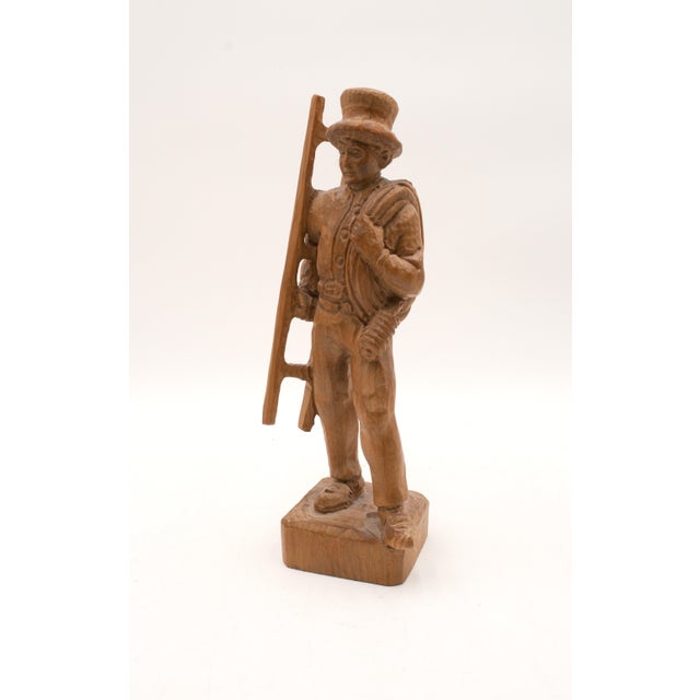 Traditional Vintage German Hand Carved Man W. Ladder Figure For Sale - Image 3 of 12