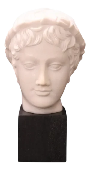 Head of a Young Bacchus, 20th Century, White Marble Sculpture