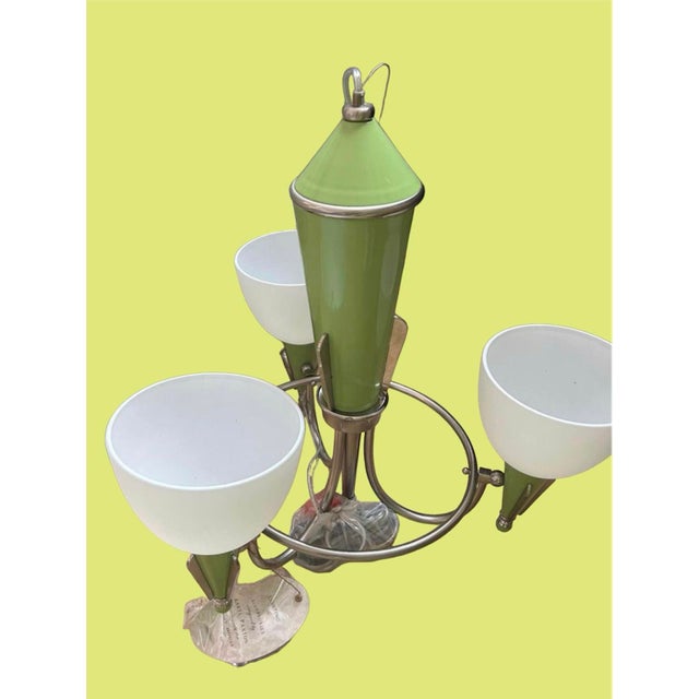 Retro Atomic 3-Light Chandelier For Sale - Image 4 of 7