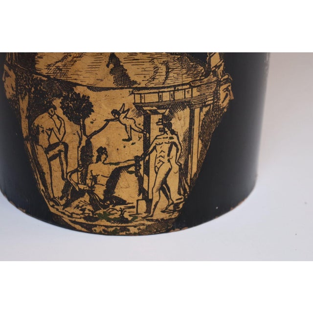 Metal Italian Silkscreened Umbrella Stand With Greek Mythology Motif After Fornasetti For Sale - Image 7 of 12