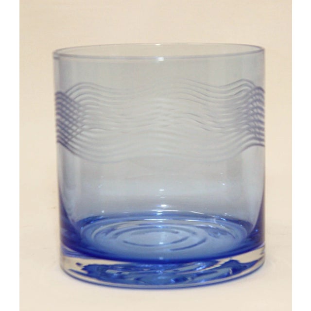 Amethyst Set of Four Vintage Drinking Colored Crystal Glasses With Etched Design For Sale - Image 8 of 13