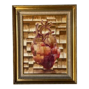1980's Lolita Fernandez Brito " a Torch in the Space " Oil Painting, Frame
