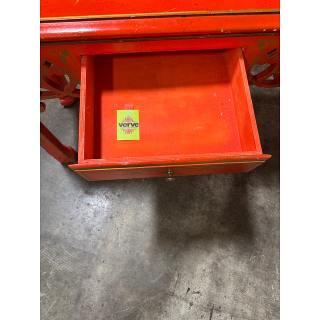 Chippy Hand Painted Chinoiserie Console Desk For Sale - Image 11 of 12