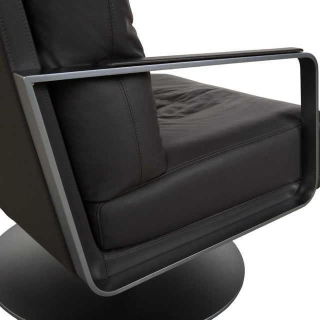 Set of Armchair and Ottoman in Black Leather from Rolf Benz For Sale - Image 9 of 18