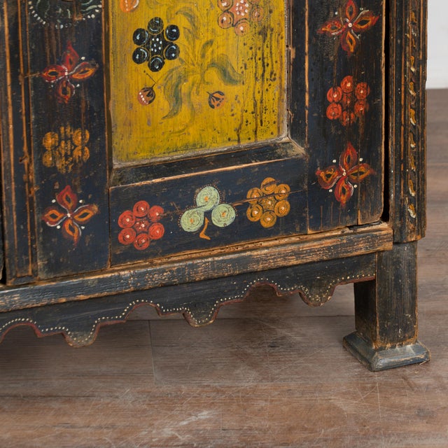 19th Century Original Hand-Painted Hungarian Pine Cabinet Sideboard For Sale - Image 15 of 16