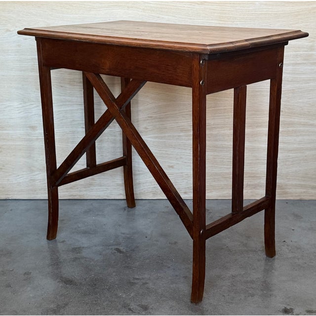 Brown Late 19th Century Spanish Baroque Dark Walnut Work Side Table With Drawer, Restored For Sale - Image 8 of 15