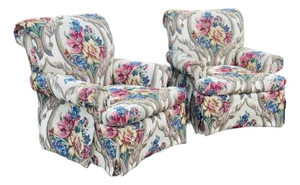 Vintage Vanguard Upholstered Club Chairs, a Pair