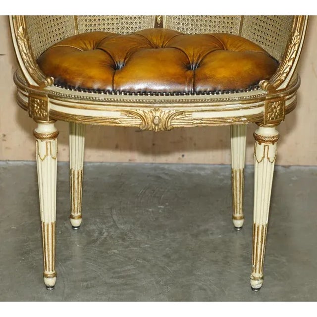 Antique French Chesterfield Leather Armchairs, 1880, Set of 2 For Sale - Image 9 of 18