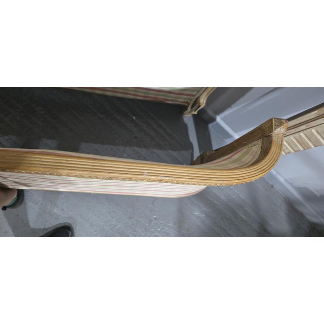Textile French Limed Curved Double Bed For Sale - Image 7 of 11