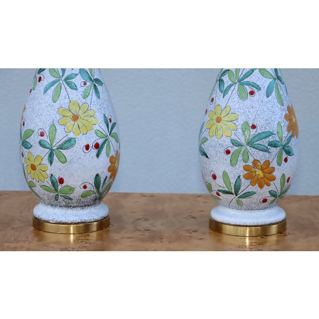 1960's Bitossi Pottery Table Lamps With Brass Hardware For Sale In New York - Image 6 of 17