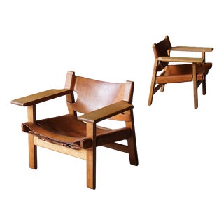 Early Spanish Chairs by Børge Mogensen for Fredericia, Denmark, 1970s, Set of 2 For Sale