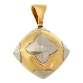 Bvlgari Bulgari Pyramid Style 18k Two Tone Gold Floral Pendant For Sale