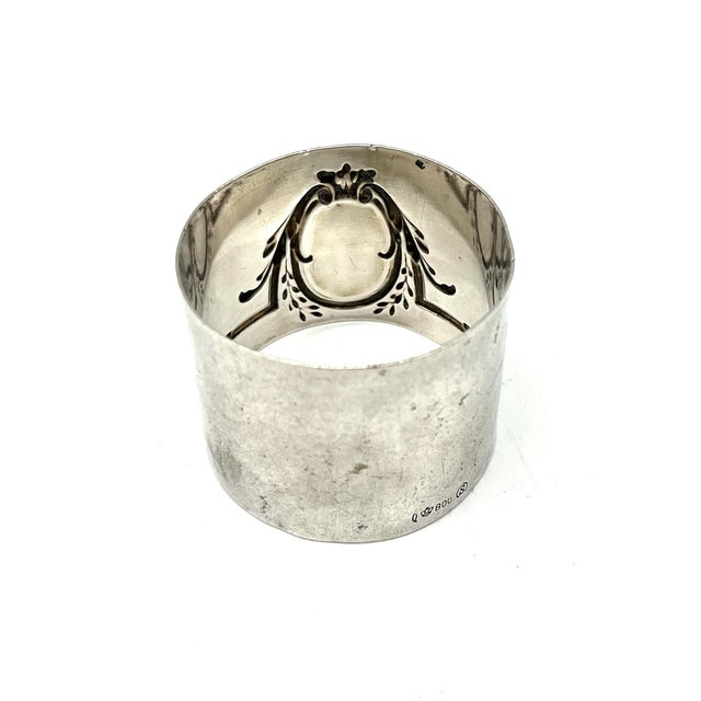 Antique 800 Silver Monogrammed Napkin Ring frpm Jakob Grimminger, 1900s For Sale - Image 4 of 11