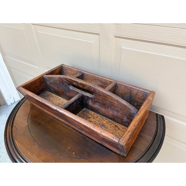 Farmhouse Early 20th Century Rustic Wooden Garden Trug With Divided Interior For Sale - Image 3 of 12